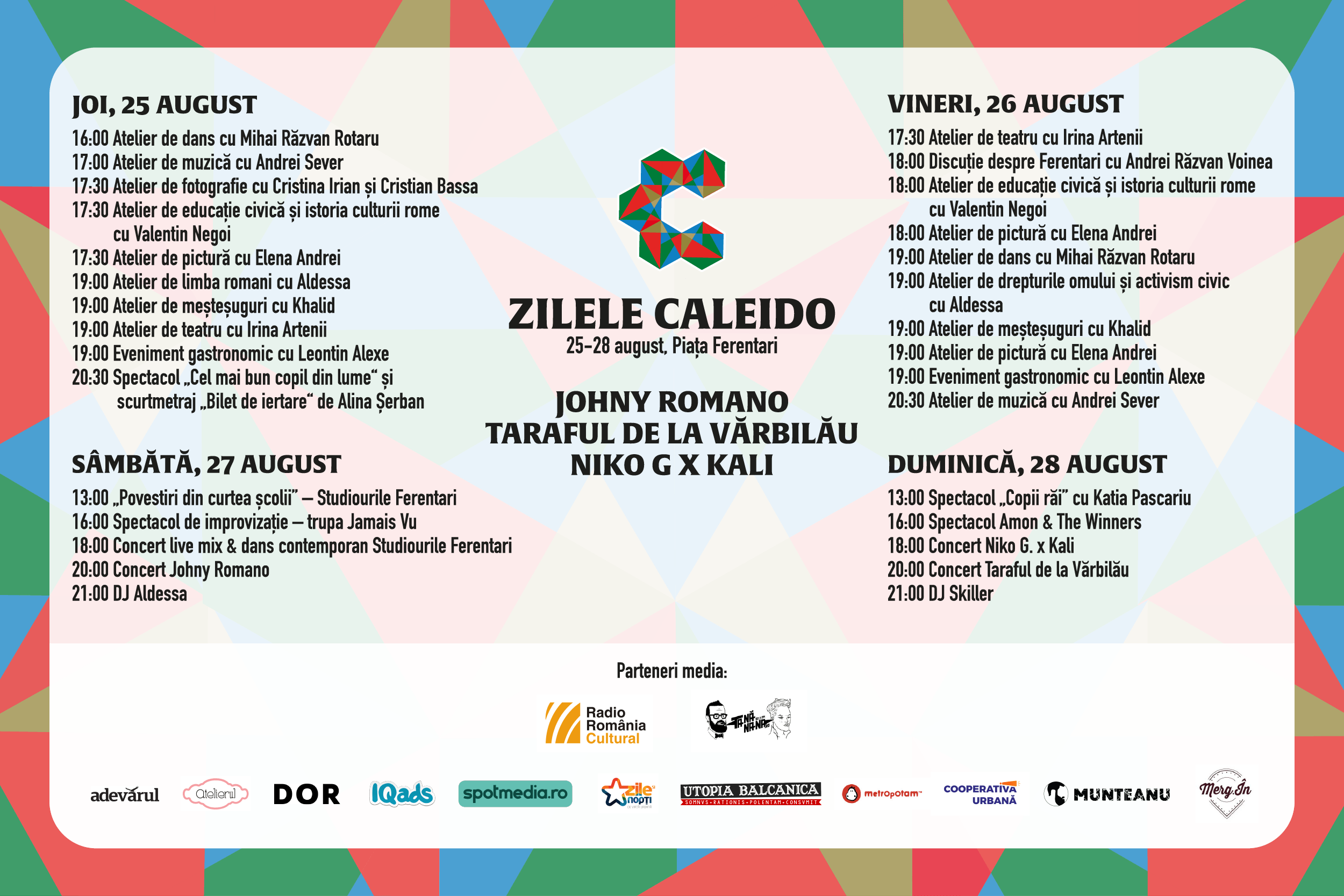 ZILELE CALEIDO – teatru, concerte, DJ și ateliere de educație, creație, meșteșuguri și gastronomie în Ferentari (25 – 28 august)